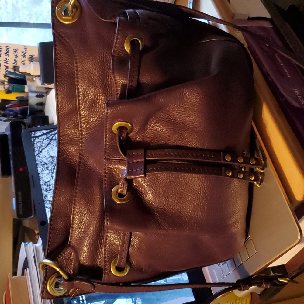 Plum Leather Oryany Shoulder Satchel